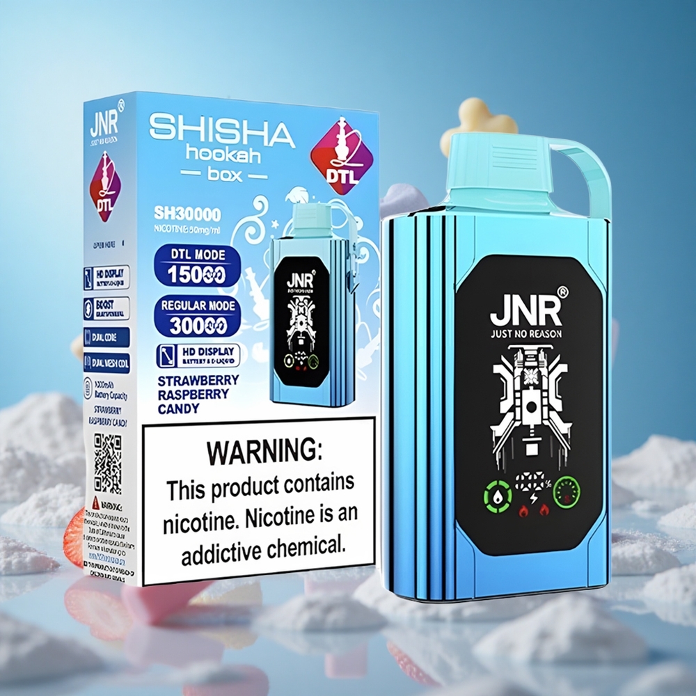 JNR Shisha Hookah Box 20500 Puffs فراولة توت حلوى شاشة عالية الدقة وشحن سريع Type-C