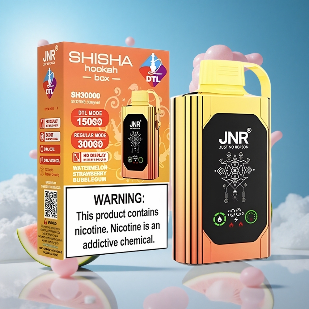 JNR Shisha Hookah Box 20500 Puffs بطيخ فراولة علكة فقاعية شاشة عالية الدقة وشاحن سريع Type-C