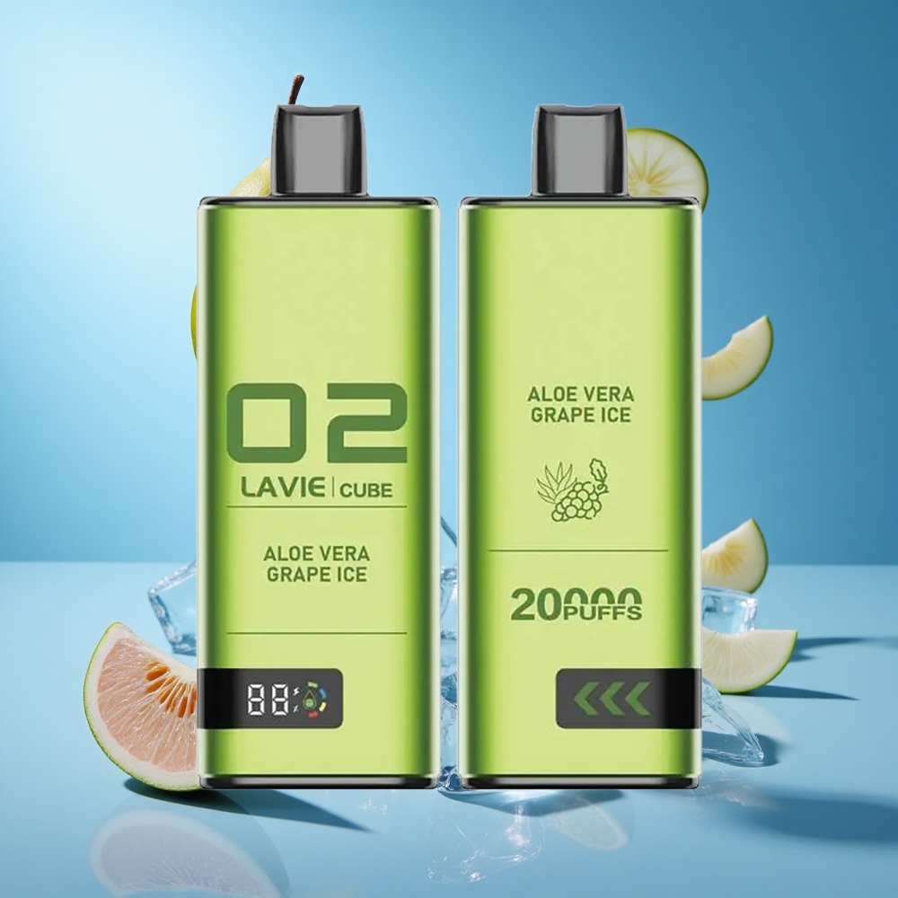 Lavie Cube 20000 Puffs سحابة التخليص نكهة الألوفيرا والعنب المثلج مع 28ML سائل