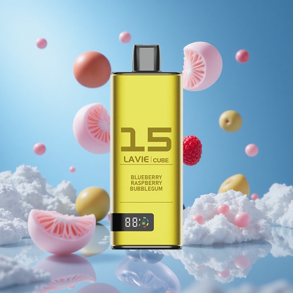 Lavie Cube 20000 Puffs بخاخة نكهة التوت والعلكة الفقاعية مع بطارية 600 مللي أمبير