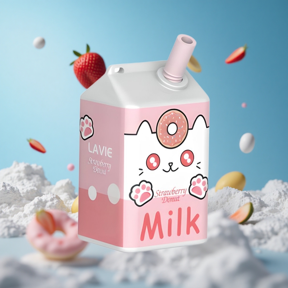 LAVIE Milk 7000 Puffs سيجارة إلكترونية بنكهة دونات الفراولة بسعة 16ML وشحن Type C