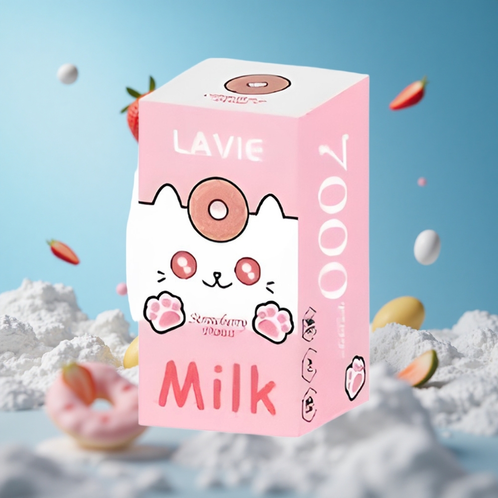 LAVIE Milk 7000 Puffs سيجارة إلكترونية بنكهة دونات الفراولة بسعة 16ML وشحن Type C