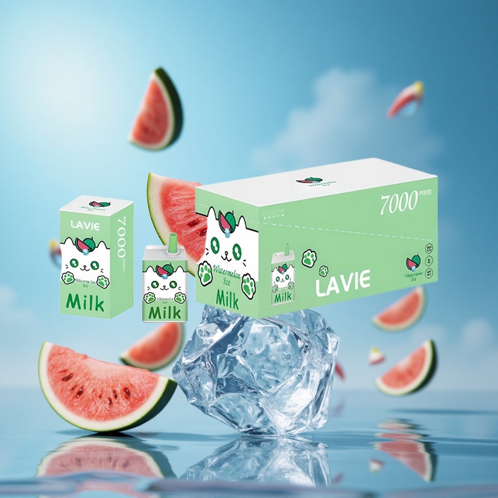 LAVIE Milk 7000 Puffs سيجارة إلكترونية بطعم بطيخ مثلج بسعة 16ML وشاحن Type C