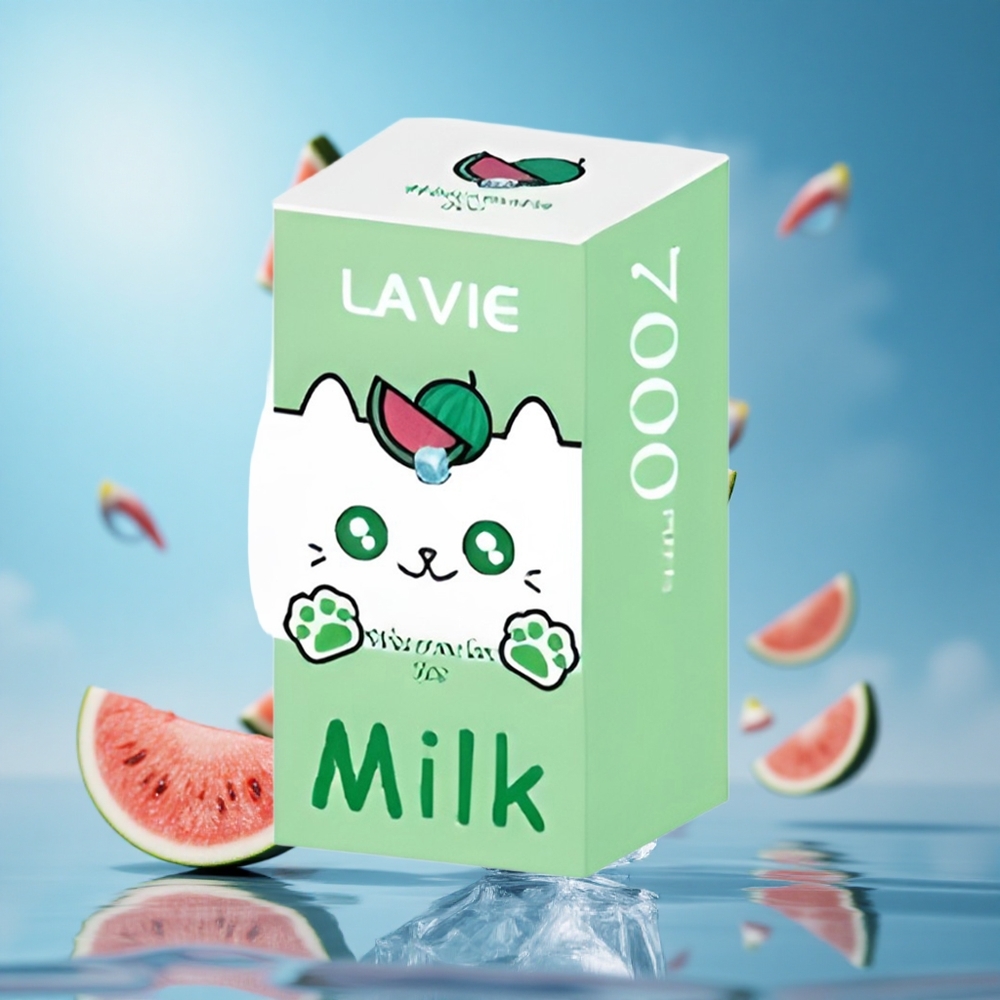 LAVIE Milk 7000 Puffs سيجارة إلكترونية بطعم بطيخ مثلج بسعة 16ML وشاحن Type C