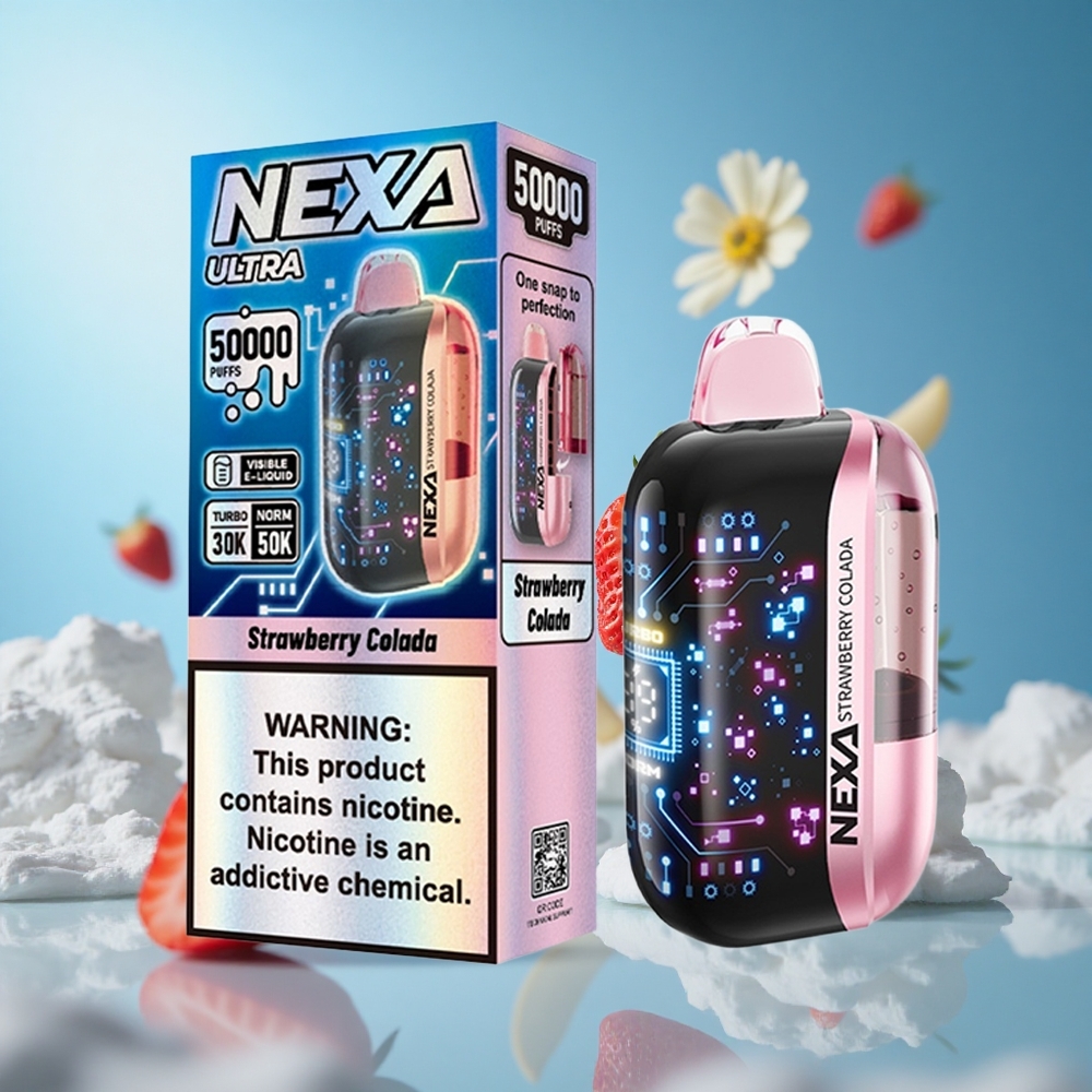 NEXA Ultra 50K سحبة نكهة فراولة كولادا مع شاشة منحنية ثلاثية الأبعاد وشحن Type-C