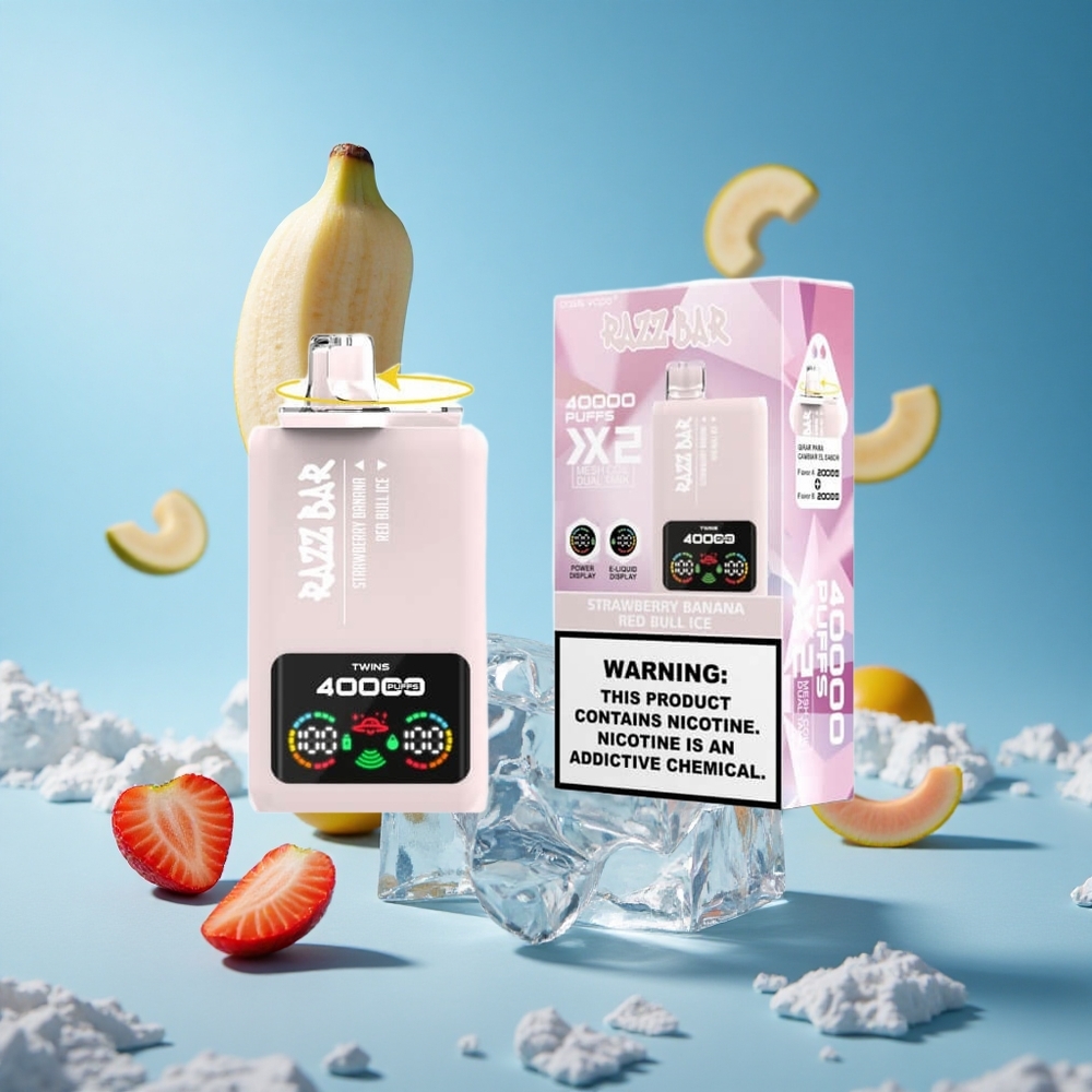 Razz Bar 40000 Puffs شاشة طاقة فراولة موز ريد بول آيس