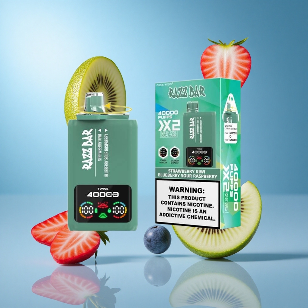 Razz Bar 40000 Puffs شاشة عرض الطاقة فراولة كيوي_توت أزرق عصير توت العليق الحامض