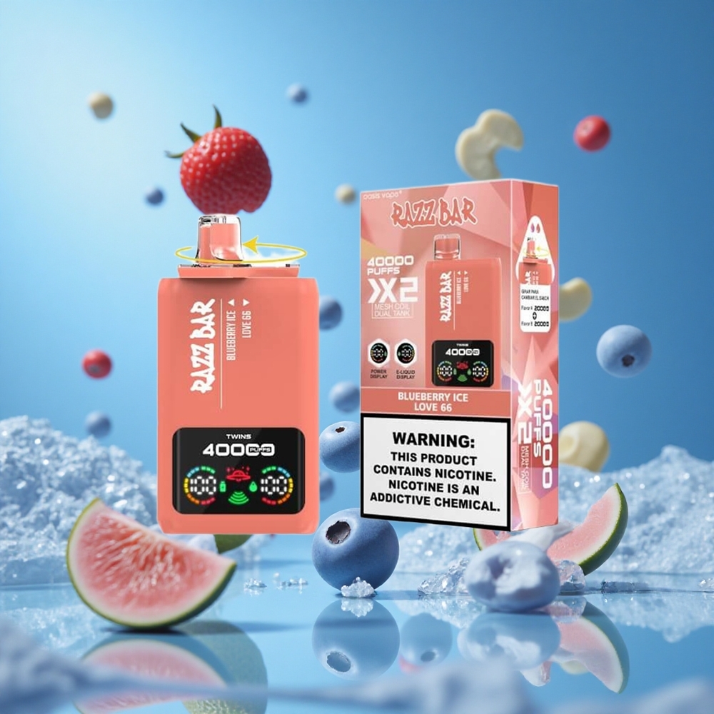 Razz Bar 40000 Puffs شاشة عرض الطاقة توت أزرق مثلج_Love 66