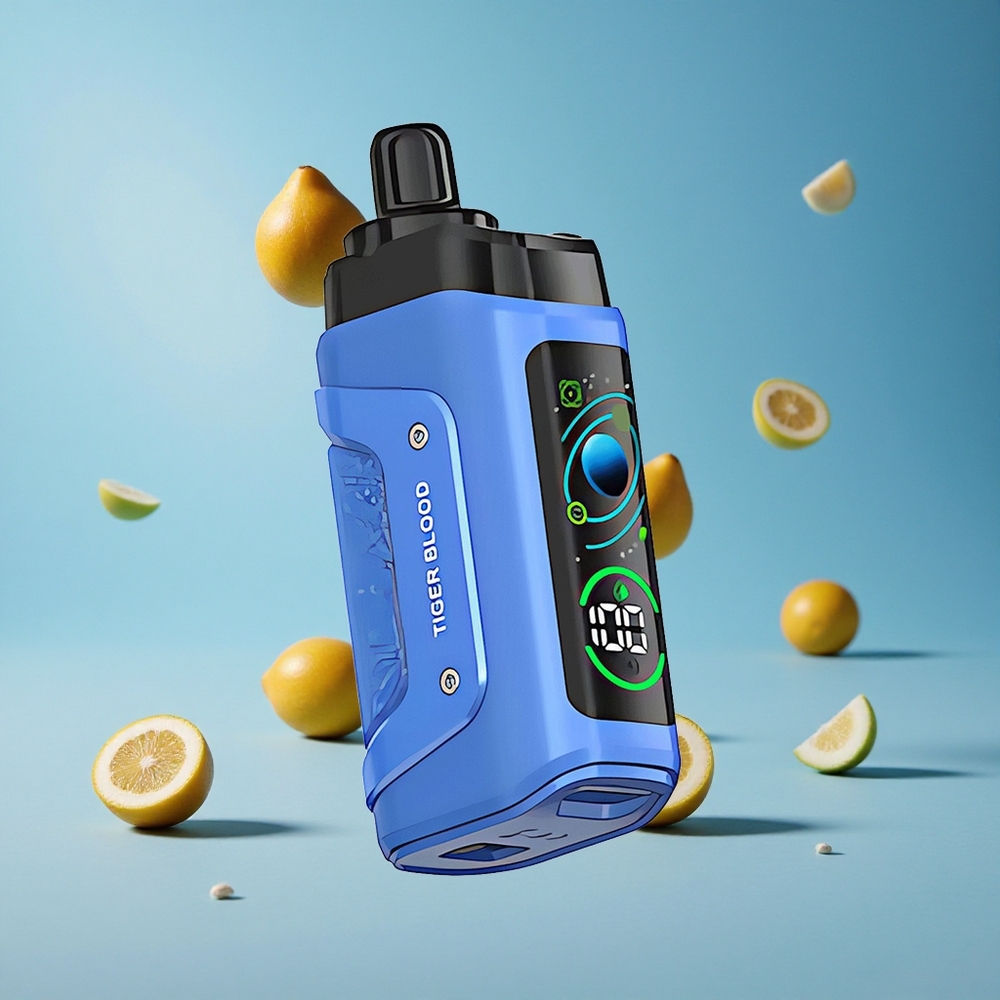 Razz Bar 45000 Puffs Tiger Blood دم النمر سيجارة إلكترونية للاستخدام مرة واحدة مع 1.0 Ohm Mesh Coil وشاحن Type-C