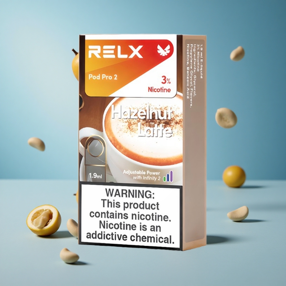 RELX Pod Pro 2 بنكهة لاتيه البندق - سعة 1.9 مل / 600 نفخة